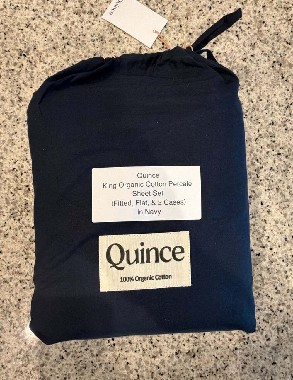 Quince King Organic Cotton Percale Sheet Set in Navy